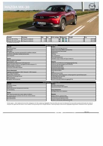 Mazda-katalog | Prisliste Mazda MX-30 | 4.2.2022 - 20.1.2023