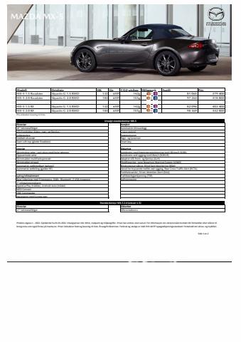 Mazda-katalog | Prisliste Mazda MX-50 | 4.2.2022 - 20.1.2023