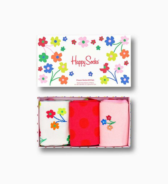 Tilbud: 3-Pack Flower Socks Gift Set kr 279 på Happy Socks
