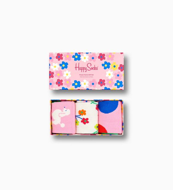 Tilbud: 3-Pack Flower Socks Gift Set kr 199 på Happy Socks
