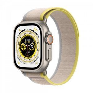 Tilbud: Apple Watch Ultra 49mm Titanium Yellow/Beige Trail Loop - S/M kr 9590 på Eplehuset