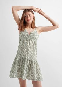 Tilbud: Mønstret kjole med rysjer kr 259 på Mango