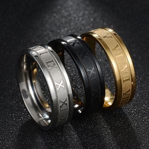 Tilbud: Vintage Roman Numberss Ring Temperament Fashion 6mm Width Stainless Steel Couple Ring For Men Woman Party Jewelry Birthday Gifts kr 0,09 på AliExpress