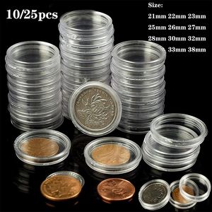 Tilbud: 10/25pcs 21-38mm Transparent Plastic Coin Holder Coin Collecting Box Case for Coins Storage Capsules Protection Boxes Container kr 0,1 på AliExpress