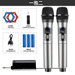 Tilbud: Wireless Microphone 2 Channels UHF Fixed Frequency Handheld Mic Micphone For Party Karaoke Professional Church Show Meeting kr 170,71 på AliExpress