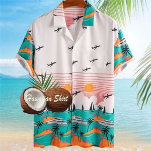 Tilbud: Hawaiian Shirts For Men Summer Beach Vacation Short Sleeve Shirts Fashion Print Lapel Oversized Shirt Top Casual Holiday Clothes kr 33,6 på AliExpress