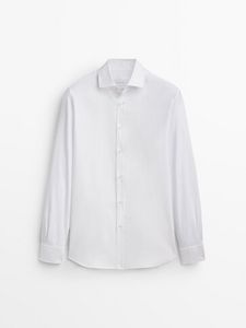 Tilbud: Slim Fit Textured Cotton Shirt kr 629 på Massimo Dutti