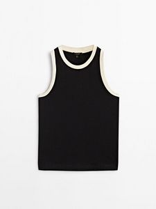 Tilbud: Ermeløs T-Skjorte Med Kontrast kr 359 på Massimo Dutti