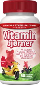 Tilbud: Vitaminbjørner tyggetabletter med bringebærsmak 60 stk kr 2,1 på Vitusapotek