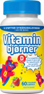 Tilbud: Vitaminbjørner vit-D tyggetabletter jordbærsmak 60stk kr 2,1 på Vitusapotek